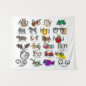 ギリシャ語アルファベット文字の単語と写真 タペストリー (正面(横))