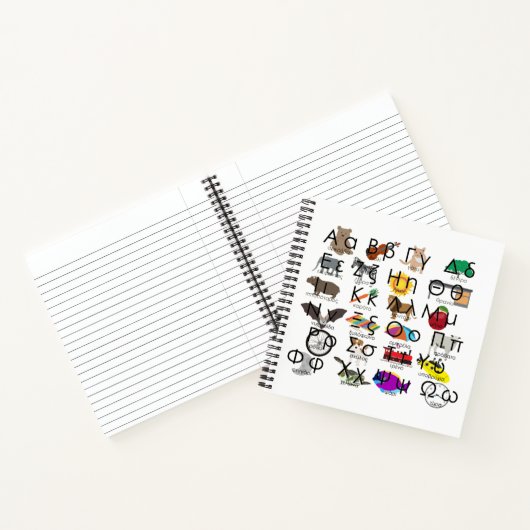 ギリシャ語アルファベット文字の単語と写真 ノートブック (内部)