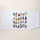 ギリシャ語アルファベット文字の単語と写真 ビーチタオル (正面)