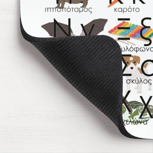 ギリシャ語アルファベット文字の単語と写真 マウスパッド (コーナー)