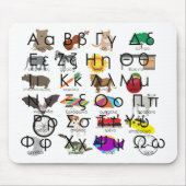 ギリシャ語アルファベット文字の単語と写真 マウスパッド (正面)