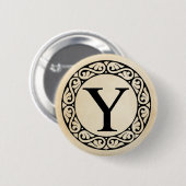 ギリシャ語アルファベット文字ウプシロン 缶バッジ (正面&裏面)