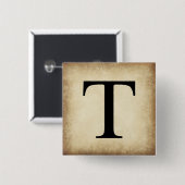 ギリシャ語アルファベット文字タウ 缶バッジ (正面&裏面)