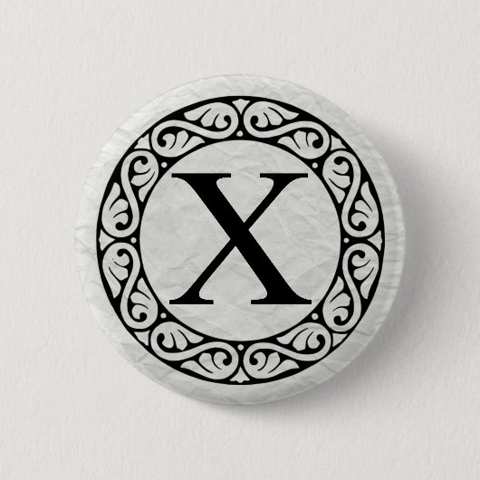 ギリシャ語アルファベット文字Chi 缶バッジ (正面)