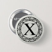 ギリシャ語アルファベット文字Chi 缶バッジ (正面&裏面)