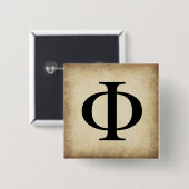 ギリシャ語アルファベット文字Phi 缶バッジ (正面&裏面)