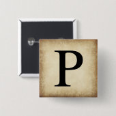 ギリシャ語アルファベット文字Rho 缶バッジ (正面&裏面)