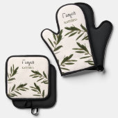 ギリシャ語イヤイアギリシャおばあちゃんオリーブの枝 鍋つかみ&鍋敷きセット (正面/裏面)