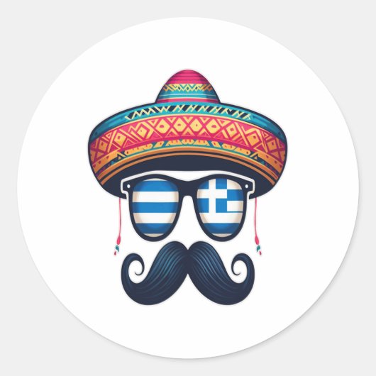 ギリシャ語イースターサングルスシンコデマヨMexican Kids Bo ラウンドシール (正面)