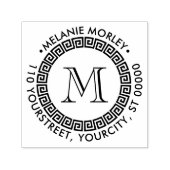 ギリシャ語エレガント鍵フレーム名アドレスモノグラム セルフインキングスタンプ (デザイン)