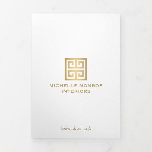 ギリシャ語エレガント鍵ロゴ白い実在不動産のパンフレット 三つ折りカード (カバー)