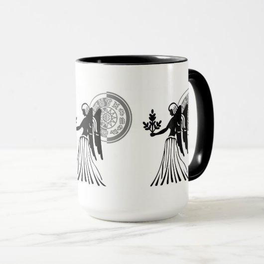 ギリシャ語スタイル《星座》乙女座ヴァージン〔占星術の〕十二宮図表 マグカップ (正面右)