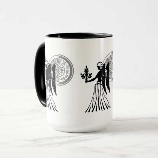 ギリシャ語スタイル《星座》乙女座ヴァージン〔占星術の〕十二宮図表 マグカップ (正面左)