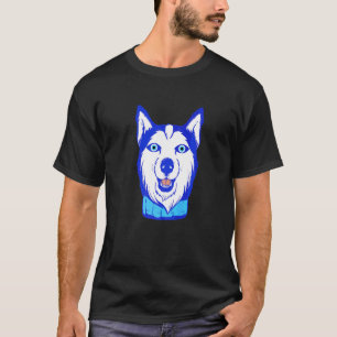 ギリシャ語タリスマンナザールチャームの邪悪な目のハスキー犬 Tシャツ