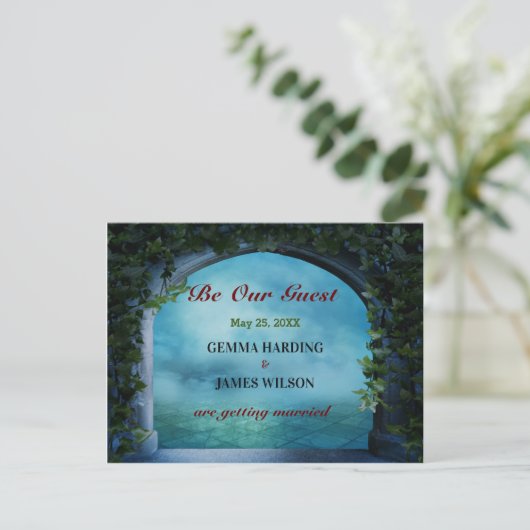 ギリシャ語ファンタジーロマンスアーチアイビーブルーザデイトを保存 案内ポストカード (スタンド正面)