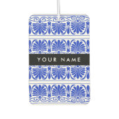ギリシャ語フレットアラベスクブルー，あなたの名前，パーソナライズ カーエアーフレッシュナー (正面)