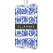 ギリシャ語フレットアラベスクブルー，あなたの名前，パーソナライズ カーエアーフレッシュナー (左)