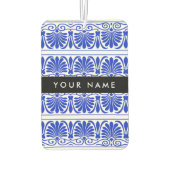 ギリシャ語フレットアラベスクブルー，あなたの名前，パーソナライズ カーエアーフレッシュナー (裏面)