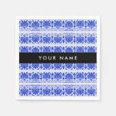 ギリシャ語フレットアラベスクブルー，あなたの名前，パーソナライズ スタンダードカクテルナプキン (正面)