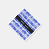 ギリシャ語フレットアラベスクブルー，あなたの名前，パーソナライズ スタンダードカクテルナプキン (角)