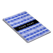 ギリシャ語フレットアラベスクブルー，あなたの名前，パーソナライズ ノートブック (右側)