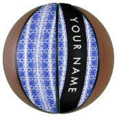 ギリシャ語フレットアラベスクブルー，あなたの名前，パーソナライズ バスケットボール (縦)