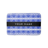 ギリシャ語フレットアラベスクブルー，あなたの名前，パーソナライズ バスマット (正面)