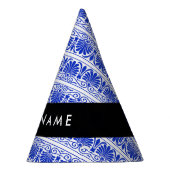 ギリシャ語フレットアラベスクブルー，あなたの名前，パーソナライズ パーティーハット (右)