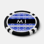 ギリシャ語フレットアラベスクブルー，あなたの名前，パーソナライズ ポーカーチップ (シングル)