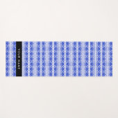 ギリシャ語フレットアラベスクブルー，あなたの名前，パーソナライズ ヨガマット (正面(横))