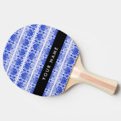ギリシャ語フレットアラベスクブルー，あなたの名前，パーソナライズ 卓球ラケット (横)