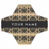 ギリシャ語フレット・アラベスク・ブラウン、お名前、パーソナライズ サッカーボール (フラット)