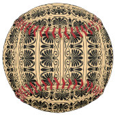 ギリシャ語フレット・アラベスク・ブラウン、お名前、パーソナライズ ソフトボール (正面)