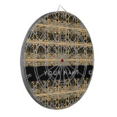 ギリシャ語フレット・アラベスク・ブラウン、お名前、パーソナライズ ダーツボード (正面左)