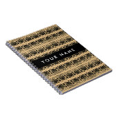 ギリシャ語フレット・アラベスク・ブラウン、お名前、パーソナライズ ノートブック (右側)