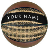 ギリシャ語フレット・アラベスク・ブラウン、お名前、パーソナライズ バスケットボール (正面)