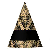 ギリシャ語フレット・アラベスク・ブラウン、お名前、パーソナライズ パーティーハット (裏面)