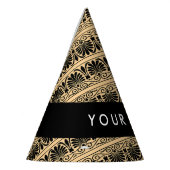 ギリシャ語フレット・アラベスク・ブラウン、お名前、パーソナライズ パーティーハット (左)
