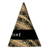 ギリシャ語フレット・アラベスク・ブラウン、お名前、パーソナライズ パーティーハット (右)