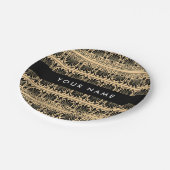 ギリシャ語フレット・アラベスク・ブラウン、お名前、パーソナライズ ペーパープレート (アングル)