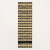 ギリシャ語フレット・アラベスク・ブラウン、お名前、パーソナライズ ヨガマット (正面)