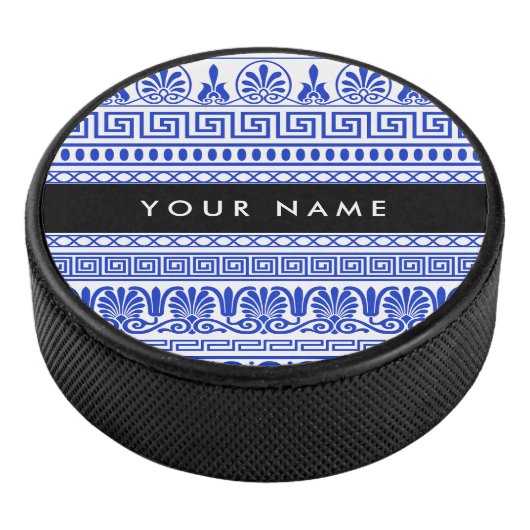 ギリシャ語フレット、ミックスミックスミアンダー鍵、ブルー、あなたの名前 アイスホッケーパック (3/4)