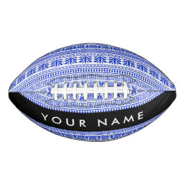 ギリシャ語フレット、ミックスミックスミアンダー鍵、ブルー、あなたの名前 アメリカンフットボール