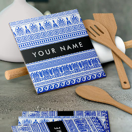 ギリシャ語フレット、ミックスミックスミアンダー鍵、ブルー、あなたの名前 タイル