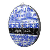 ギリシャ語フレット、ミックスミックスミアンダー鍵、ブルー、あなたの名前 ダーツボード (正面右)