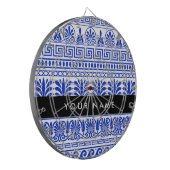 ギリシャ語フレット、ミックスミックスミアンダー鍵、ブルー、あなたの名前 ダーツボード (正面左)