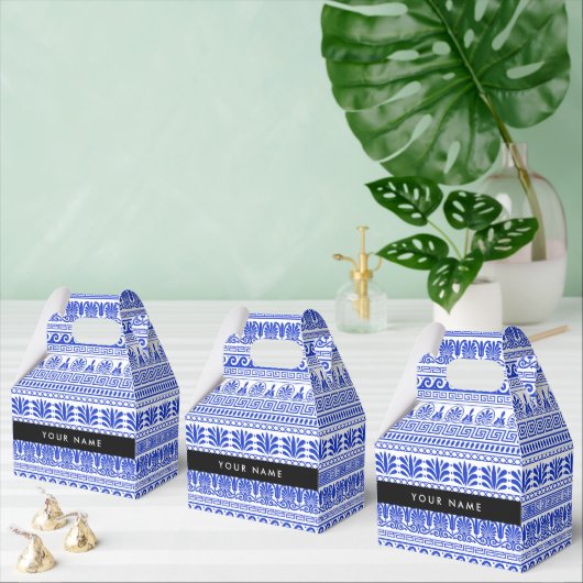 ギリシャ語フレット、ミックスミックスミアンダー鍵、ブルー、あなたの名前 フェイバーボックス (複数)