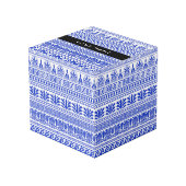 ギリシャ語フレット、ミックスミックスミアンダー鍵、ブルー、あなたの名前 フォトキューブ (正面アングル)