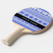 ギリシャ語フレット、ミックスミックスミアンダー鍵、ブルー、あなたの名前 卓球ラケット (正面アングル)