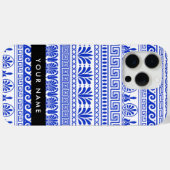 ギリシャ語フレット、ミックスミックスミアンダー鍵、ブルー、あなたの名前 Case-Mate iPhoneケース (裏面 (横))